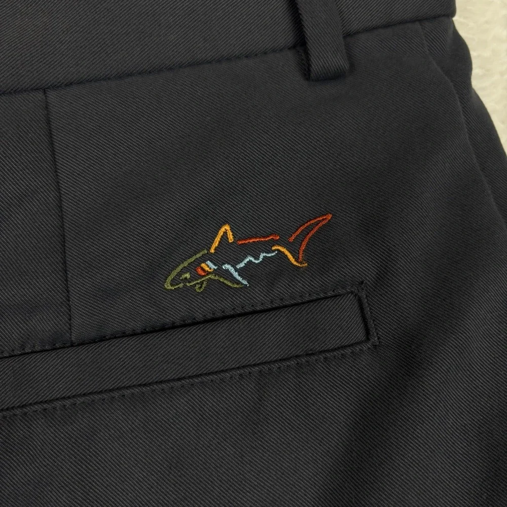 Greg Norman for Tasso Elba Mens Gray Golf Shorts Size 34 Shark Logo Performance